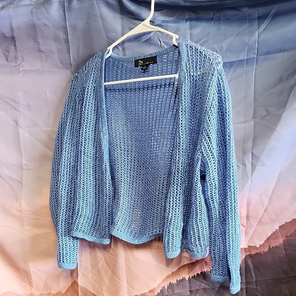 Nwot Chetta B Light Blue Open Knit Cardigan